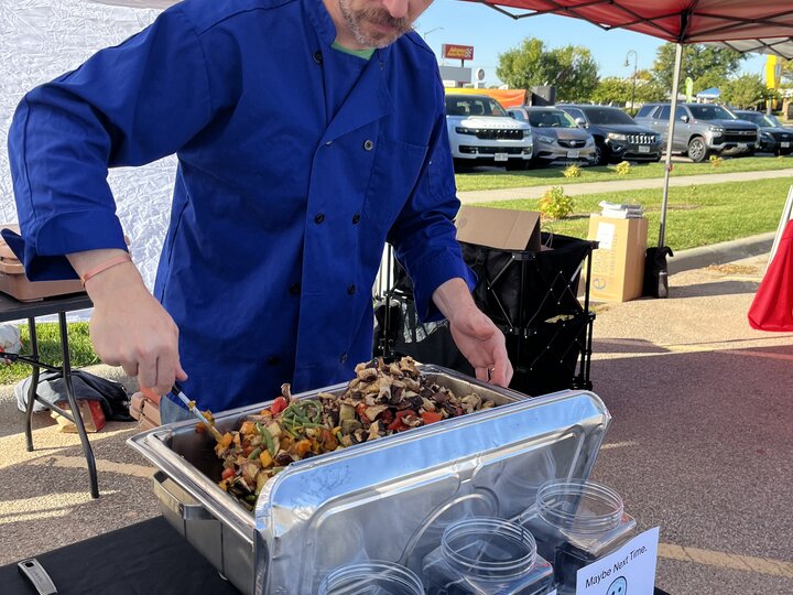 Serving food at event
